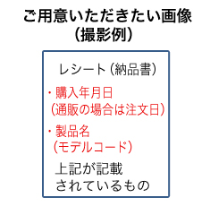 ご用意いただきたい画像（撮影例）とモデルコード・シリアルナンバーの記載位置