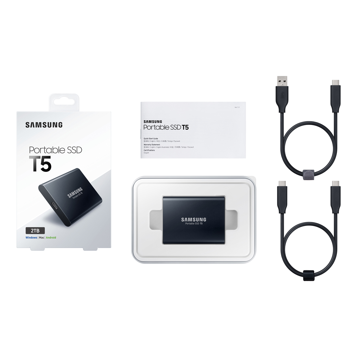 Samsung 外付けSSD T5 1TB USB3.1 Gen2対応PC周辺機器