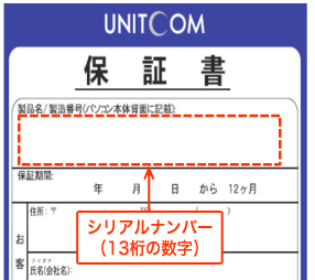 シリアルナンバーの記載位置