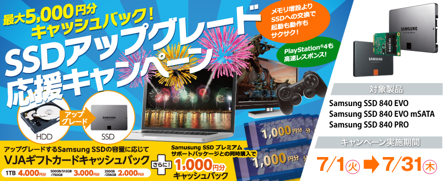 春のSamsung SSDキャッシュバックキャンペーンを実施 最大3,000円分のギフトカードをプレゼント
